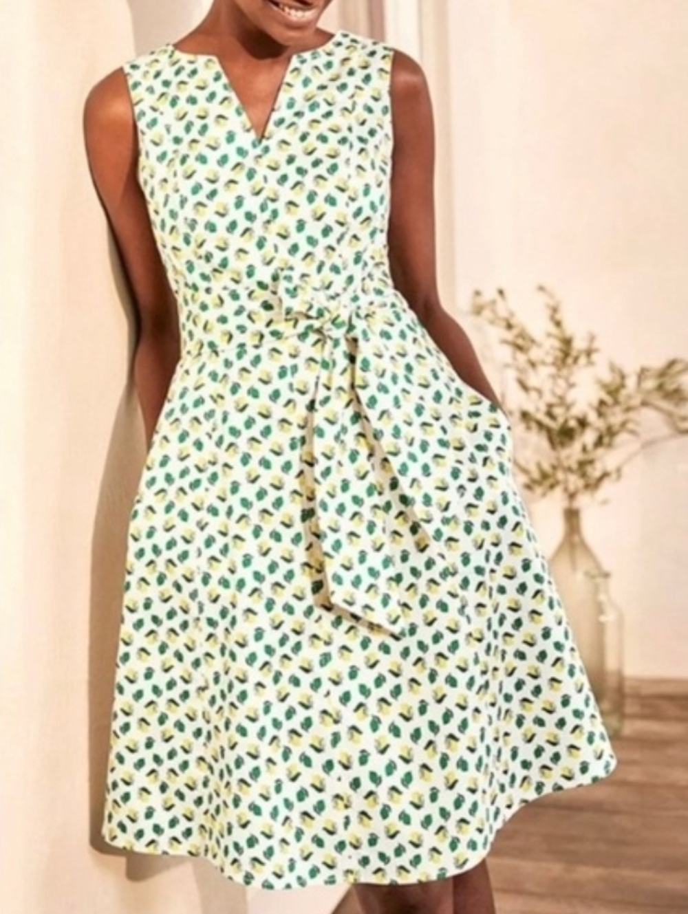 Boden Sleeveless Midi Dress with Cirtus Print - Size 16/18R